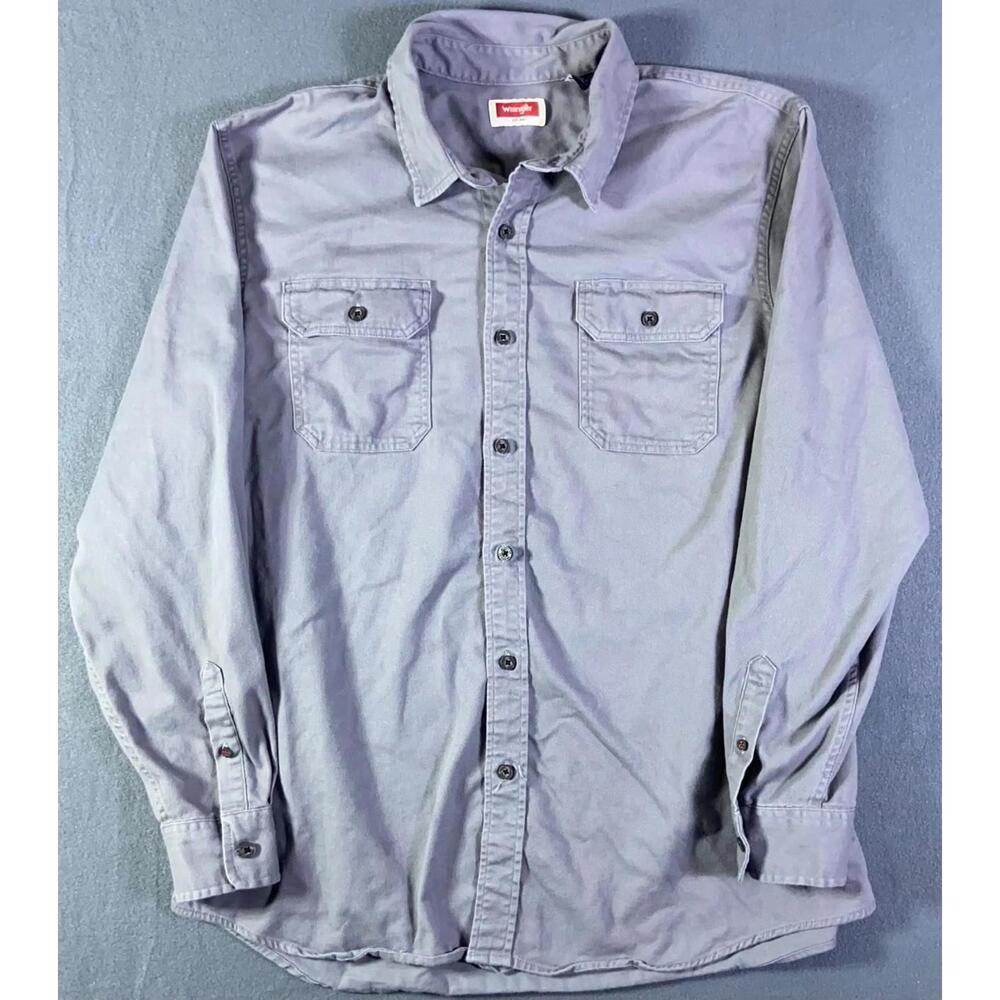 Wrangler Denim Shirt Adult XLarge XL Grey Rodeo Western Cowboy Horse Ranch Mens - Picture 2 of 10